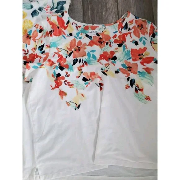 Chicos 4 Floral Short Sleeve Top Bundle Of 2 - Picture 4 of 7
